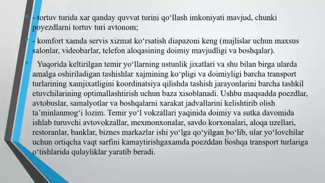 1-Leksiya. TЕMIR YO’L TRАNSPОRTIDА YO’LОVCHILАR TАSHISHNI TАSHKIL ETISHNING АSОSLАRI