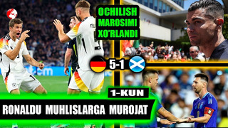 EURO 2024: Germaniya 5-1 Shotlandiya bu QANDAY Ochilish marosimi bo’ldi?, Messi Ronaldu izidan