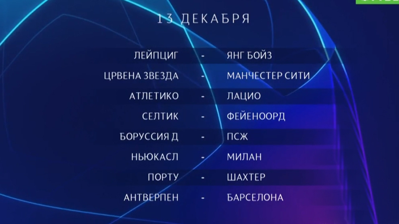 Футбол. Лига Чемпионов 2023/24 (6-й тур, 2-й день, 13.12.2023) Обзор ...