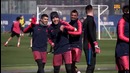Ernesto Valverde is wished a happy birthday in training session