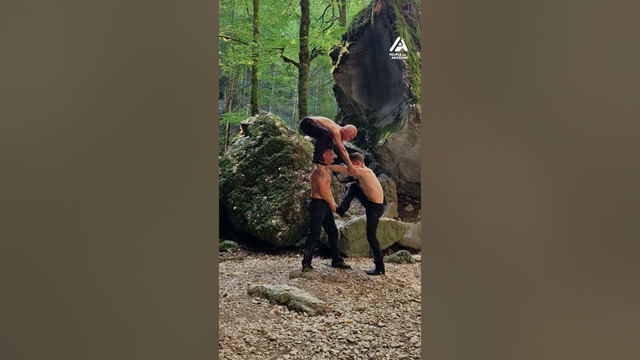 Trio Forms Awesome Acrobatic Formation In The Woods