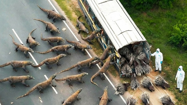 Как Индонезия Планирует Остановить или Убить Комодских Варанов Дикобразами