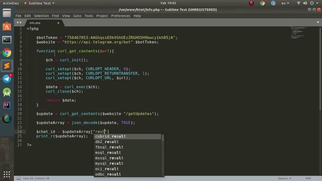 Telegram bot #2-qism: PHP curl, file get contents, setWebhook, server bilan bog’lash