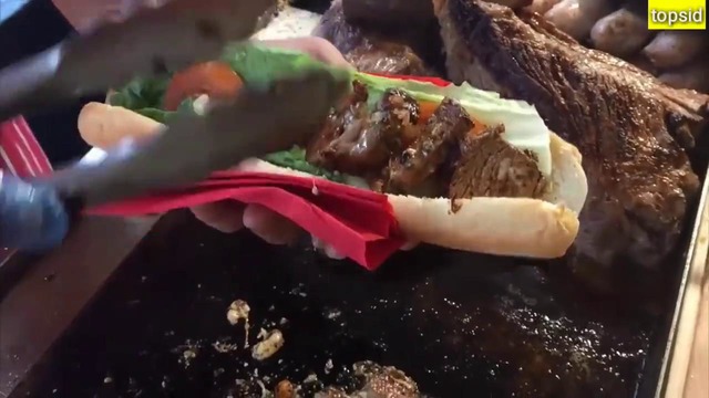Лондон Уличная Еда – ОГРОМНЫЙ сэндвич со стейком-гриль с сыром, бутерброд с колбасой