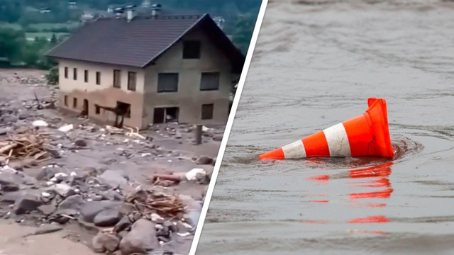 Дороги и дома разрушены. Напуганные жители пытаются вызвать спасателей. Жуткое наводнение в Австрии