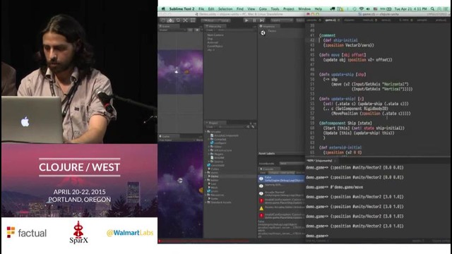 Clojure West 2015 – Timothy Gardner Ramsey Nasser – Games and 3D Graphics in Arcadia