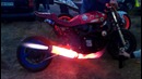 Байк в огне Bike is on fire Moto avec un pot d’echappement en feu