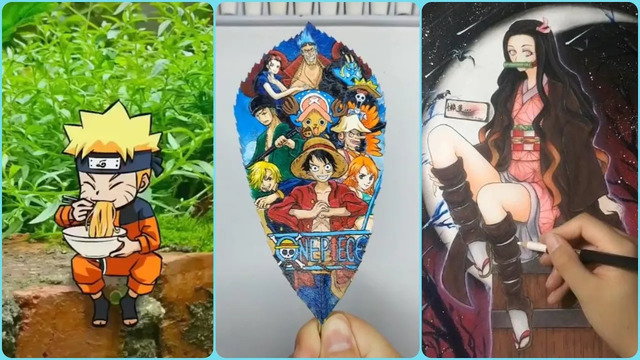 Art Anime Tik Tok compilation! Painting Naruto, One Piece, Nezuko! Amazing Art Skills Talented People
