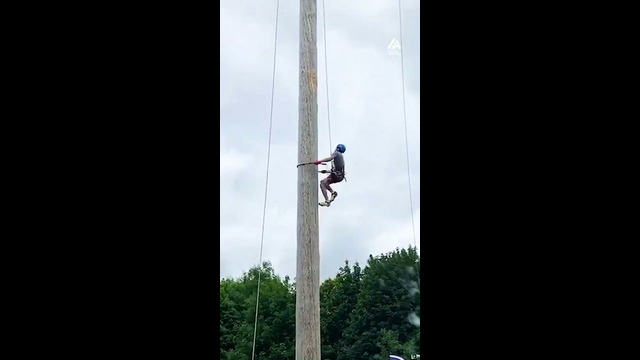 Guy Climbs Wooden Pole At Lumberjack Games | People Are Awesome #shorts