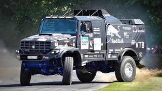 1000HP 10-Ton Kamaz Dakar Truck Going Sideways Up The Goodwood Hill