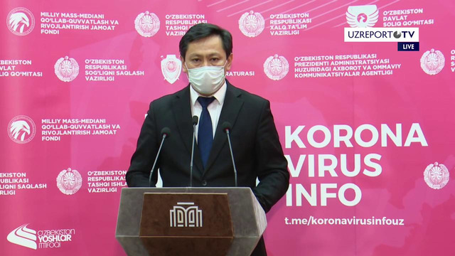 Davlat Bosh sanitariya vrachi Bahrom Almatov ishtirokida koronavirus mavzusiga bag’ishlangan brifing