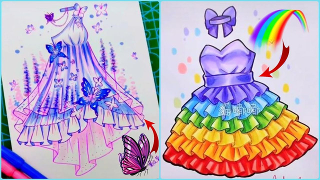 Artist Draws Amazing Dresses! Creative ideas for Fashion clothing illustrations! Fashion design! Art