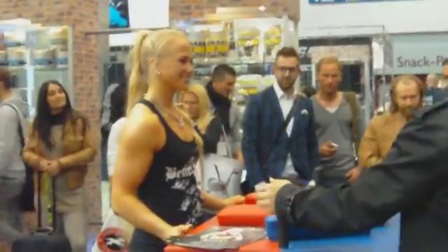 Sarah Bäckman Takes Down Some Big Guys at FIBO 2012 Orig