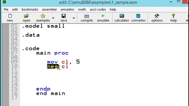 Assembly Language Programming Tutorial – 24 – NEG Instruction and Two’s Complement