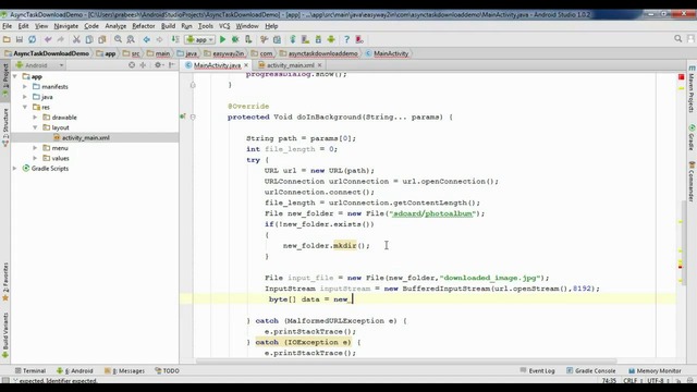 Android Studio Tutorial – 67 – Download Image Using AsyncTask
