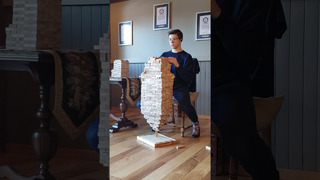 Most Jenga blocks stacked on one vertical Jenga block – 1,840 by Auldin Maxwell