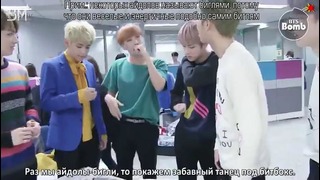 RUS SUB][BANGTAN BOMB] BTS checking out the interview script after camera rehearsal