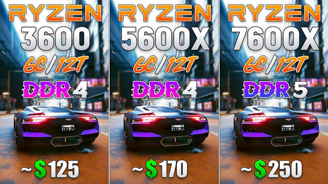 Ryzen 5 3600 vs Ryzen 5 5600X vs Ryzen 5 7600X – Test in 8 Games