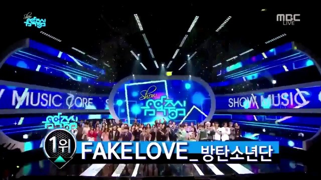 180526 BTS win #1 with Fake Love on Music Core