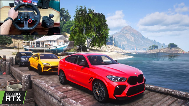 GTA 5 – 2023 BMW X6 M & Lamborghini Urus OFFROAD CONVOY – Steering Wheel Gameplay