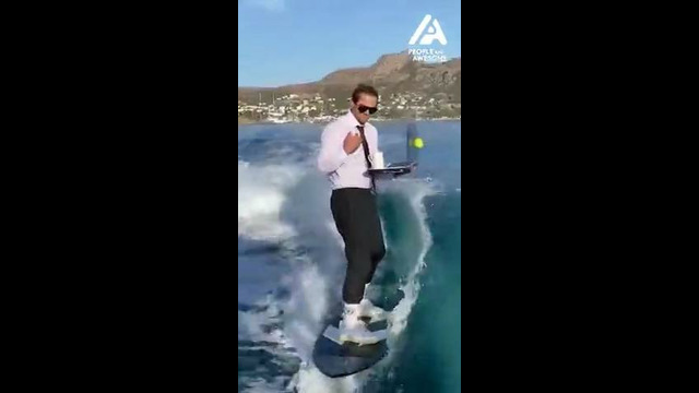Wake Surfing While Working | People Are Awesome