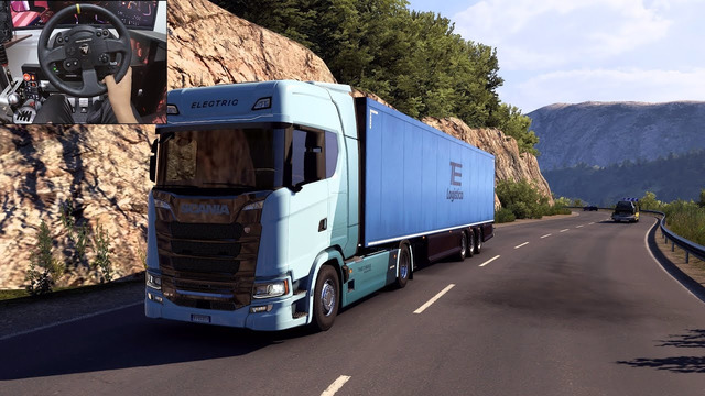 Scania EV – Euro Truck Simulator 2 | Steering wheel gameplay