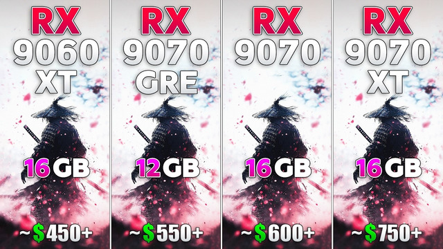RX 9060 XT vs RX 9070 GRE vs RX 9070 vs RX 9070 XT – Test in 11 Games