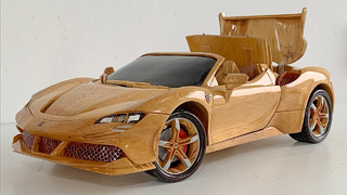 Wood Carving – Ferrari SF90 Spider 2022 – Woodworking Art #Shorts