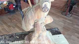 Wood Carving – Wooden Captain America – Wood Art