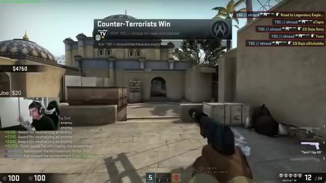 CSGO 3 Second m4a1 ace, Shroud is not impressed