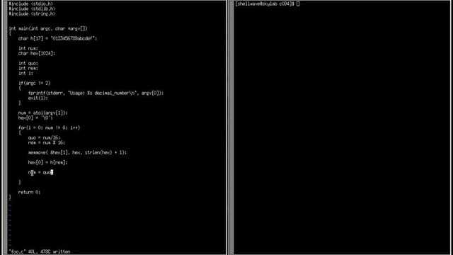 C Programming in Linux Tutorial #094 – Decimal to Hexadecimal Conversion