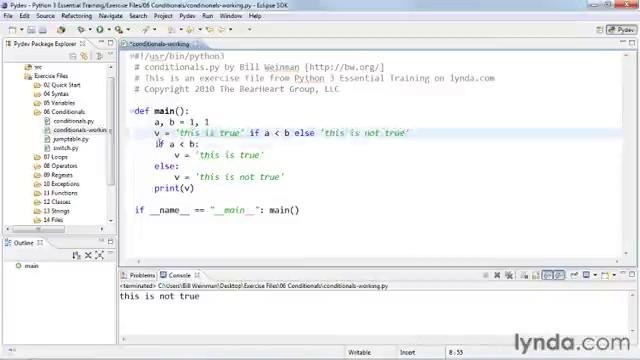 32 Phython Conditionals Using the conditional expression