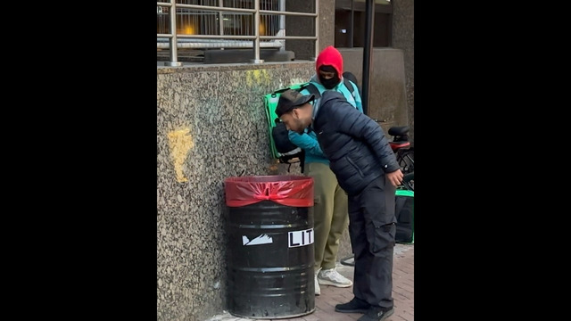 Looking at nothing in the bin