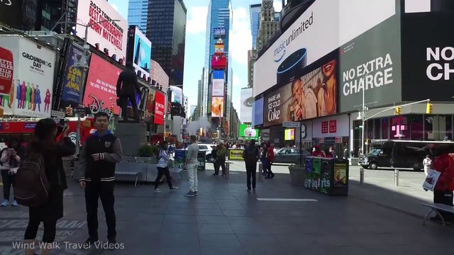 Walking tour of Times Square in Midtown Manhattan, New York City