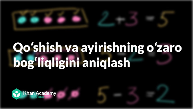 19 Qoʻshish va ayirishning bog‘liqligi | Qoʻshish va ayirishga kirish| Boshlangʻich matematika