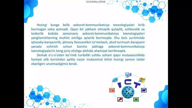 2 MA’RUZA; Axborot kommunikatsiya texnologiyalari va tizimlari