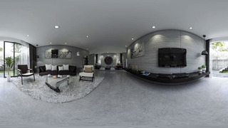 4K Virtual Reality 360 VR Panorama Rendering Preview Modern Concrete Living Room