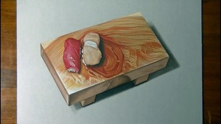 Реалистичное рисование суши / Drawing Time Lapse: nigiri sushi on a wooden platter