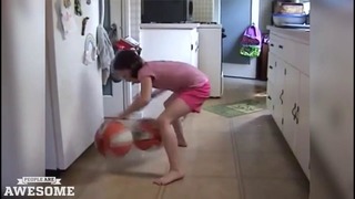 8 year old girl is incredible at dribbling basketballs