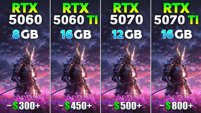 RTX 5060 vs RTX 5060 Ti vs RTX 5070 vs RTX 5070 Ti – Test in 10 Games