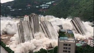 In 45 seconds, 15 unfinished buildings turned into ruins