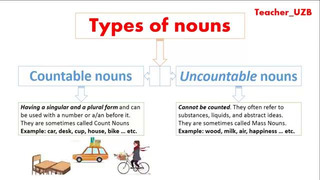 Ingliz tili darslari – OT so’z turkumlari: The types of nouns