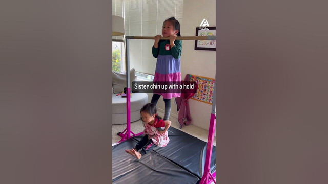 Girl Does Chin Up While Lifting Sister | People Are Awesome #shorts