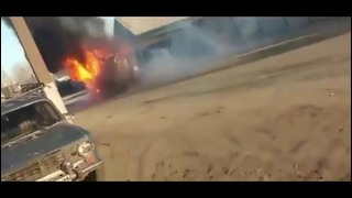 Взрыв газового баллона при пожаре авто
