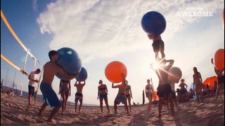 People are Awesome- Yoga Ball Tricks and Flips at the Beach 2016