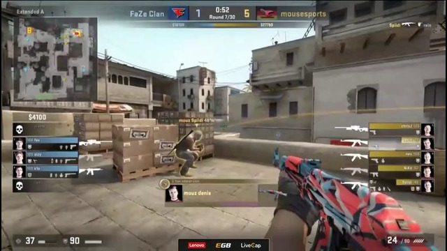 Mouz vs FaZe, map 2 dust2, ELEAGUE Season 1, LCQ