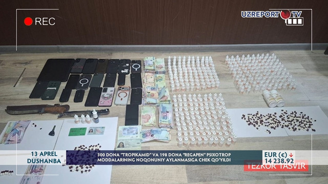 300 dona “Tropikamid”, 198 dona “Regapen” psixotrop moddalarining noqonuniy aylanmasiga chek qo‘yildi