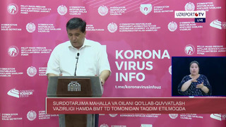 SSV Koronavirusga qarshi kurash shtabi a’zosi Rustam Ikromov ishtirokida brifing