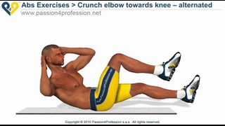 Crunch elbow towards knee – alternated