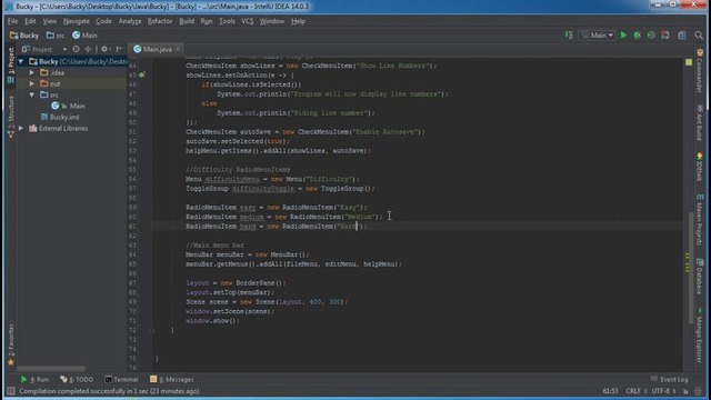 JavaFX Java GUI Tutorial – 24 – RadioMenuItem